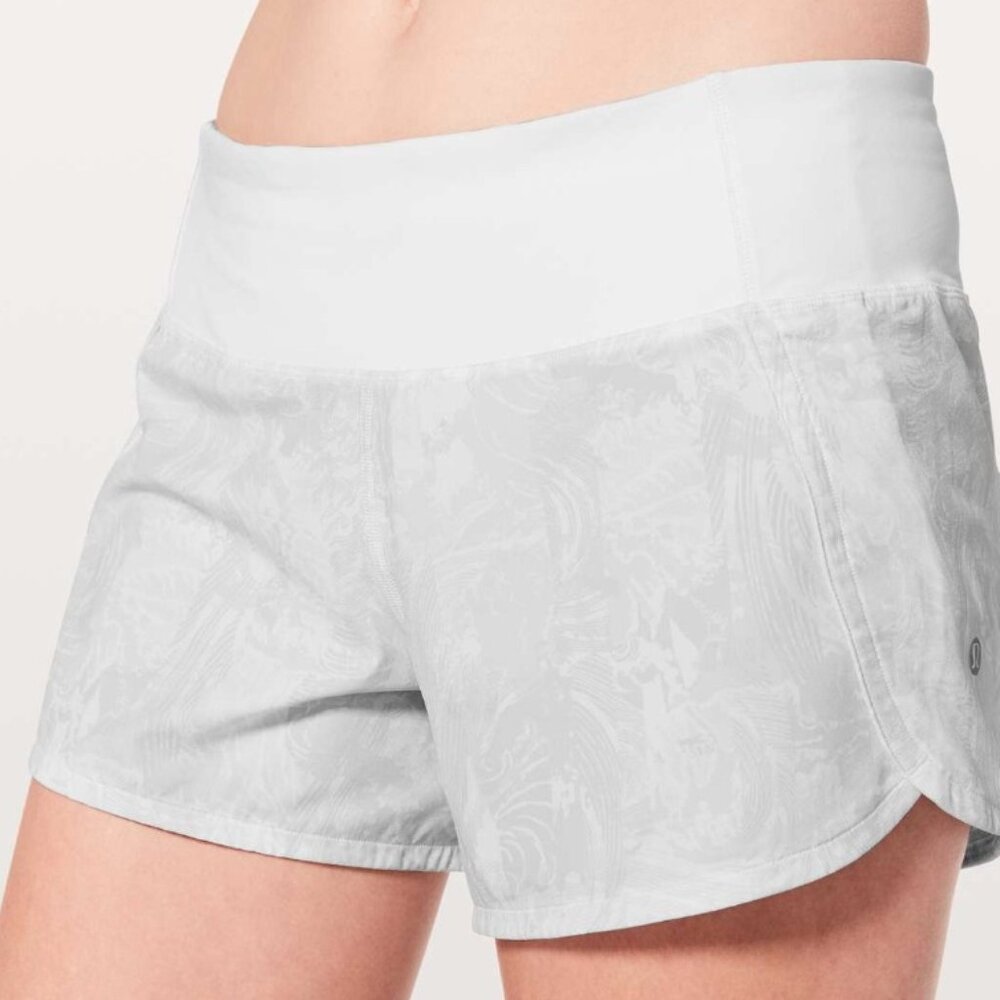 Lululemon Run Times Short II 4", Eternal Waves White, size 4 NWOT